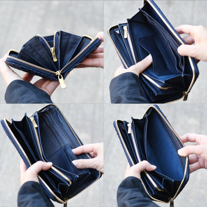 楽天市場】長財布 ラウンドファスナー 蛇革 藍染め 日本製 BAGGY PORT 