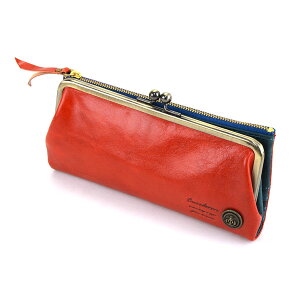 がま口財布 長財布 二つ折り Cuirdeson イタリアンレザー マリン イカリ 本革 財布 レディース キュイールデソン Marinedeson がま口 がまぐち 口金 小銭入れ スマホ 入る 本革財布 グリーン/緑/パ