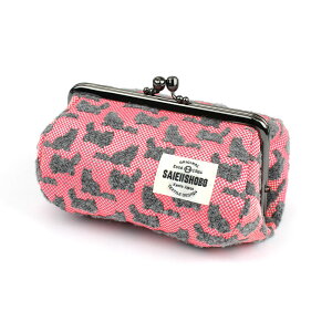 猫のがま口コスメポーチ Sサイズ 化粧ポーチ CATS 西陣織 日本製 猫柄 生地 撥水加工 ジャガード レディース SAIEIISHOBO 西栄 メール便送料無料 小物入れ がま口 がまぐち 財布 ポーチ ケース 猫