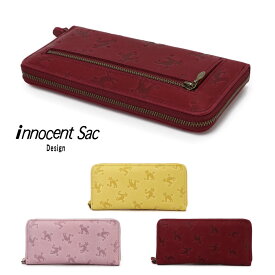 長財布 ラウンドファスナー ロングウォレット 姫路レザー 型押し 猫柄 CAT ネコ innocent Sac イノセントサック 本革 日本製 レディース 送料無料