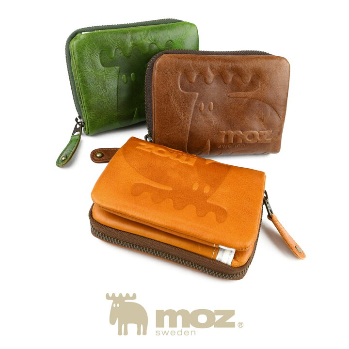 楽天市場】moz 二つ折り財布 本革 レザー 型押し 袋縫い Elk 牛革 大  