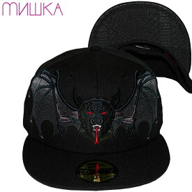 【US】ミシカ MISHKA BAT BITE 2.0 NEW ERAQ 5950 FITTED CAP(ブラック 黒 BLACK)ミシカCAP MISHKACAP ミシカキャップ MISHKAキャップ ミシカニューエラ MISHKAニューエラ ミシカ帽子 MISHKA帽子 ミシカNEWERA MISHKANEWERA