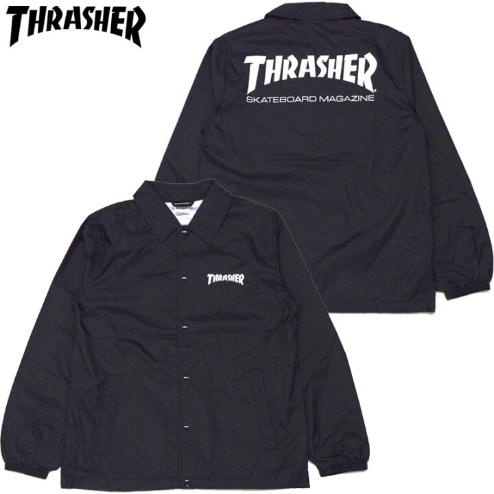 楽天市場】スラッシャー THRASHER MAG NYLON COACH JKT ( ブラック 黒  