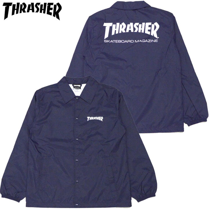 楽天市場】スラッシャー THRASHER MAG NYLON COACH JKT ( ネイビー 紺 