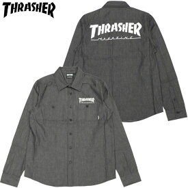 スラッシャー THRASHER MAG W.POCKET WORK SHIRT(BLACK DENIM)スラッシャーシャツ THRASHERシャツ スラッシャーワークシャツ THRASHERワークシャツ WORKSHIRT MAGLOGO マグロゴ