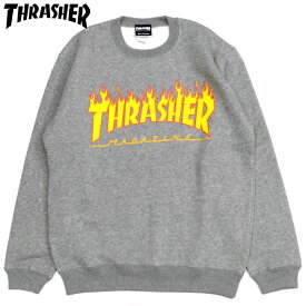 スラッシャー THRASHER FLAME CREW SWEAT(グレー GRAY)スラッシャースウェット THRASHERスウェット スラッシャートレーナー THRASHERトレーナー スラッシャークルーネック THRASHERクルーネック