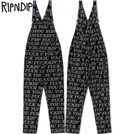 送料無料 リップンディップ RIPNDIP FUCKIN FUCK DENIM OVERALLS(ブラック 黒 BLACK)リップンディップオーバーオール RIPNDIPオーバーオール RIPNDIPパンツ リップンディップパンツ デニム セットアップ 総柄