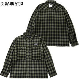 送料無料 サバトサーティーン SABBAT13 CHECK SHIRTS(グリーン GREEN CHECK)サバトサーティーン チェックシャツ SABBAT13チェックシャツ サバトサーティーンシャツ