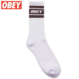 【ラスト1点】オベイ OBEY OBEY MERTON SOCKS(ホワイト 白 WHITE/JAVA BROWN)オベイソックス OBEYソックス オベイ靴下 OBEY靴下 オベイグッズ OBEYグッズ
