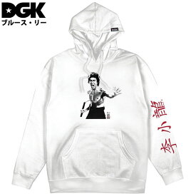 ディージーケー DGK x Bruce Lee FILRCE HOODED FLEECE(ホワイト 白 WHITE)ディージーケーパーカ DGKパーカ ディージーケープルオーバー DGKプルオーバー Bruce Lee ブルース・リーコラボ