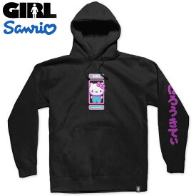 【XLサイズ ラスト1点】ガール GIRL x SANRIO SANRIO KITTY PULLOVER(ブラック 黒 BLACK)ガールパーカ GIRLパーカ ガールプルオーバーパーカ GIRLプルオーバーパーカ サンリオコラボ