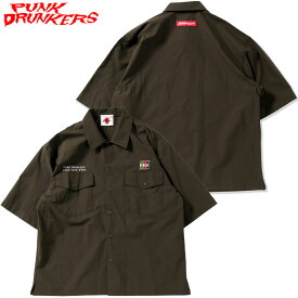 送料無料 パンクドランカーズ PUNK DRUNKERS PDS CARDシャツ(カーキ KHAKI)パンクドランカーズシャツ PUNK DRUNKERSシャツ セットアップ