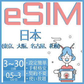 eSIM 日本eSIM ジャパン JAPAN 500MB 1GB 2GB 3GB 3day 5day 7day 10day 15day 20day 30day 超高速 データ通信専用 プリペイドeSIM メール納品 simカード 一時帰国 留学 短期 出張 旅行神器