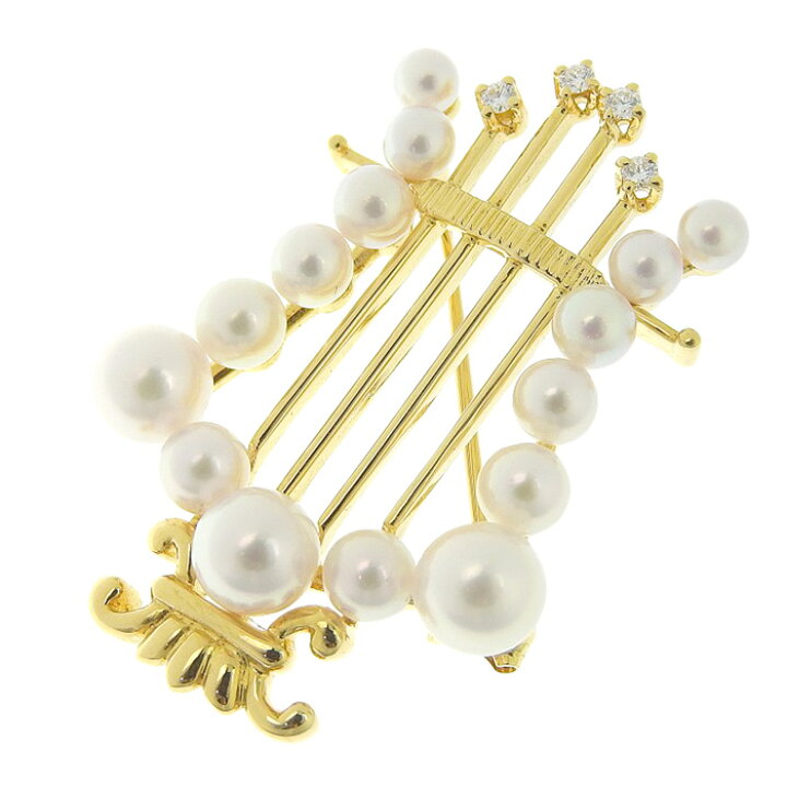 楽天市場】MIKIMOTO ミキモト ハープ モチーフ パール ダイヤ ブローチ 