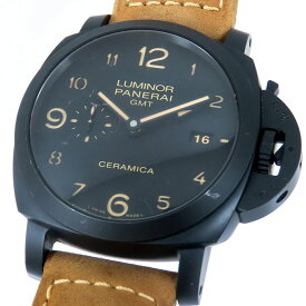PANERAI パネライ ルミノール 1950 3デイズ GMT PAM00441 ブラック文字盤 チタン レザー 腕時計 自動巻 オートマ メンズ 送料無料 241001012920
