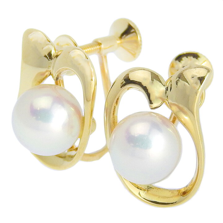 楽天市場】MIKIMOTO ミキモト デザイン 1P パール イヤリング K18YG  