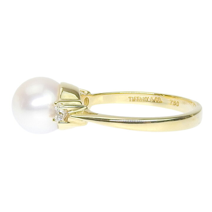楽天市場】TIFFANY&Co ティファニー パール ダイヤ リング K18YG 750 