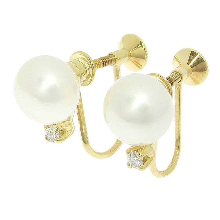 楽天市場】MIKIMOTO ミキモト 1P パール ダイヤ イヤリング K18YG 750 