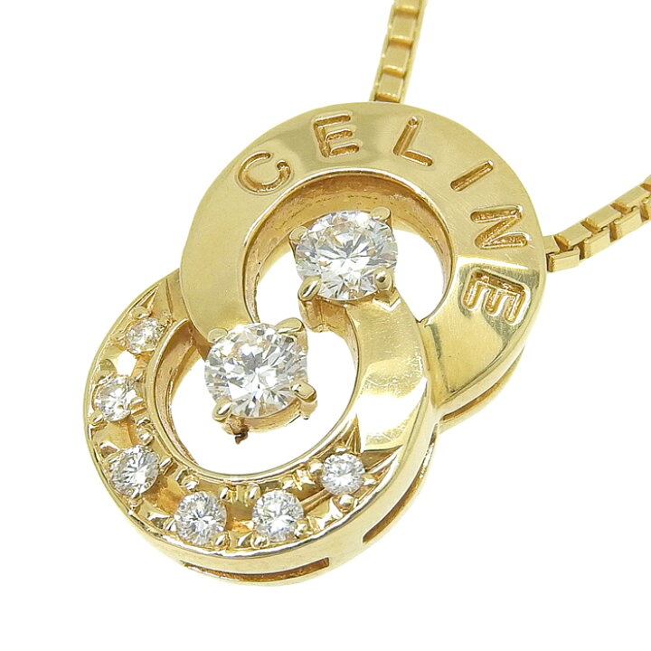 楽天市場】CELINE セリーヌ デザイン ロゴ ダイヤ ネックレス K18YG 