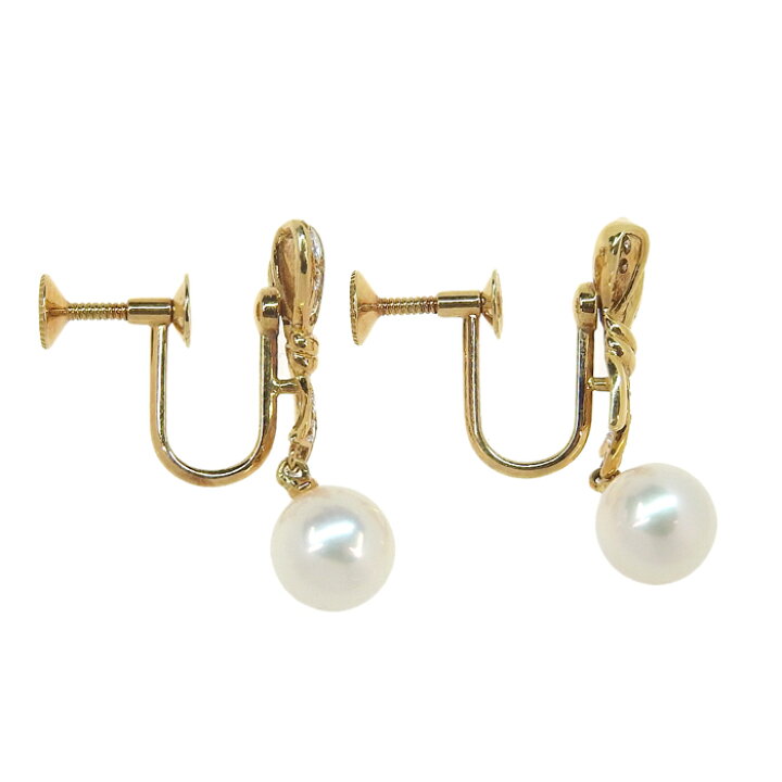 楽天市場】MIKIMOTO ミキモト リボン 1P パール ダイヤ イヤリング 
