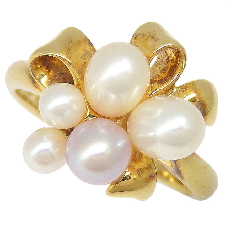 楽天市場】MIKIMOTO ミキモト リボン モチーフ パール リング K18YG 