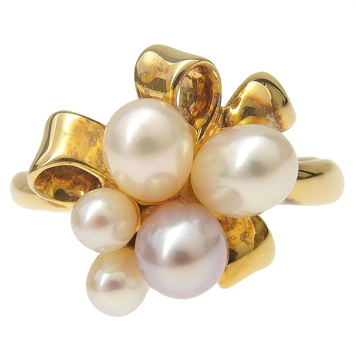 楽天市場】MIKIMOTO ミキモト リボン モチーフ パール リング K18YG 