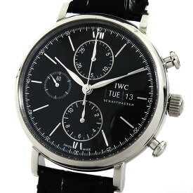 IWC インターナショナルウォッチカンパニー ポートフィノ クロノグラフ IW391008 ブラック文字盤 SS ステンレススチール レザー 社外ベルト 腕時計 自動巻 メンズ 送料無料【仕上済】241001020780
