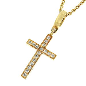 CHAUMET ショーメ クロス モチーフ ダイヤ ネックレス K18YG 750 イエローゴールド ダイヤモンド 37.5cm アジャスター付 首飾り アクセサリー レディース 送料無料 241100079303 ★