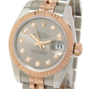 【最大10万円割引クーポン 数量限定 10/24 20時から】 ROLEX ロレックス デイトジャスト 179171 M番 グレー文字盤 10Pダイヤモンド K18PG 750 ピンクゴールド SS ステンレススチール コンビ ダイヤ 保証