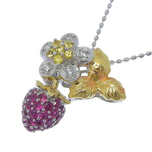 【最大10万円割引クーポン 数量限定 10/24 20時から】 笠原真寿美 ストロベリー ルビー イエローサファイア ダイヤ ネックレス K18YG K18WG ルビー 0.4ct イエローサファイア 0.10ct ダイヤモンド 0.05c