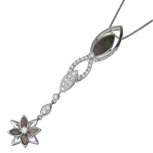 TASAKI �^�T�L �t�����[ ���`�[�t �u���b�N�V�F�� �_�C�� 3Way �l�b�N���X K18WG 750 �z���C�g�S�[���h �u���b�N�V�F�� �_�C�������h 0.23ct 0.19ct 45cm �A�W���X�^�[�t ����� �A�N�Z�T���[ ���f�B�[