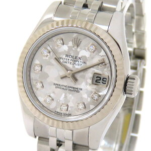 ROLEX �����b�N�X �f�C�g�W���X�g 179174G �����_�� �N���X�^�������� K18WG 750 SS �z���C�g�S�[���h �X�e�����X�X�`�[�� 10P�_�C�������h �����C ��70.2g �r���v ������ ���f�B�[�X ���������y�d��