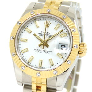 ROLEX �����b�N�X �f�C�g�W���X�g 179313 D�� �z���C�g������ K18YG 750 SS �C�G���[�S�[���h �X�e�����X�X�`�[�� �R���r 12P�_�C�������h �x�[���_�C�� �ۏ؏��t ��79.7g �r���v ������ ���f�B�[�X ��
