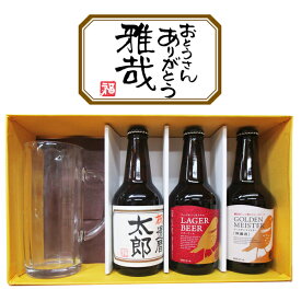 名入れビール(茶)と、地ビールDHCビール2本と、ジョッキ 計4点セット ギフトカートン入り 名入れ プレゼント 記念日祝 還暦祝 古希祝 喜寿祝 傘寿祝 米寿祝 誕生日祝 退職祝 内祝　父の日