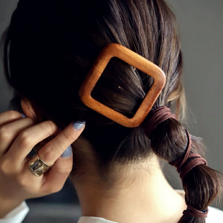 楽天市場 メール便送料無料 ヘアクリップ アクセサリー ピン留め ヘアピン ヘアアクセ ヘアアレンジ バレッタ 木 ウッド 四角 スクエア 大きめ ナチュラル デザイン シンプル モチーフ カジュアル 大人 レディース おしゃれ プレゼント メール便可 Antiqcafe