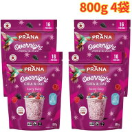 PRANA オ－バーナイト チア&オーツ ベリー味 800g 4袋 健康 食物繊維 ヘルシー