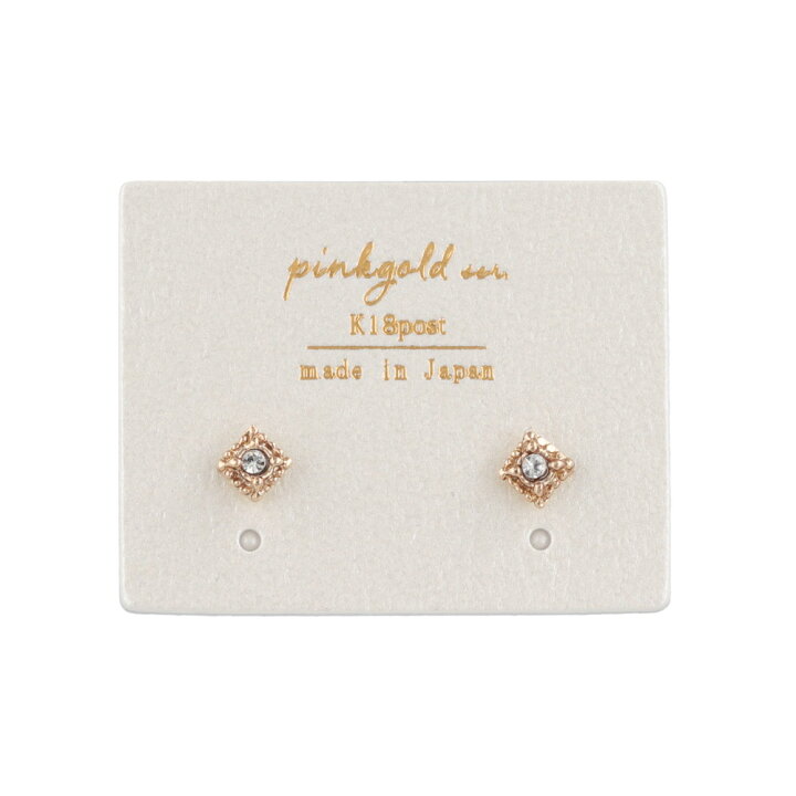 楽天市場】【送料無料】ピアス pinkgold ser K18post スクエア 