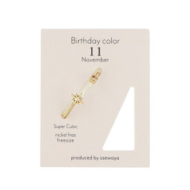 リング ニッケルフリー メタル スター 星 誕生石 バースデーストーン birthday color スーパーキュービックジルコニア フリーサイズ 指輪 | OSEWAYA アクセサリー レディース 女性 大人 プレゼント ギフト