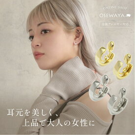 【送料無料】ノンホールピアス ニッケルフリー シンプル 平甲4mm イヤリング ループフィット | OSEWAYA アクセサリー レディース 痛くない 大人 プレゼント ギフト 結婚式 誕生日 おしゃれ オシャレ かわいい 可愛い シンプル
