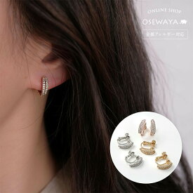 イヤリング 金属アレルギー ニッケルフリー キュービックジルコニア ダブル ライン ネジバネ式イヤリング | OSEWAYA アクセサリー レディース 女性 大人 プレゼント ギフト 結婚式 誕生日 おしゃれ オシャレ かわいい 可愛い シンプル