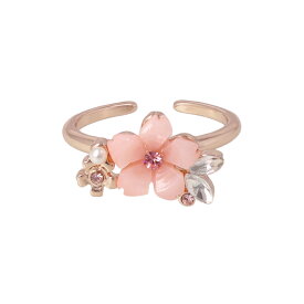 リング ニッケルフリー メタル 桜 ダブル ストーン パール フリーサイズ 指輪 | OSEWAYA アクセサリー レディース 女性 大人 プレゼント ギフト 結婚式 誕生日 おしゃれ オシャレ かわいい 可愛い