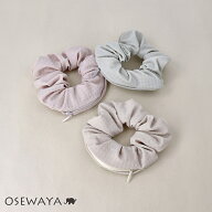 シュシュ chouchou pouch ファスナー ポーチ付き チェック柄 くすみパステル カラー | OSEWAYA ヘアアク…