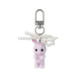 バッグチャーム ウサギ リボン パール フロッキー キーホルダー | OSEWAYA アクセサリー レディース 女性 大人 プレゼント ギフト 結婚式 誕生日 おしゃれ オシャレ かわいい 可愛い