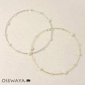 ネックレス ニッケルフリー クリア ビーズ パール メタル チョーカー | OSEWAYA アクセサリー レディース 金属アレルギー 女性 大人 プレゼント ギフト 結婚式 誕生日 おしゃれ オシャレ かわいい