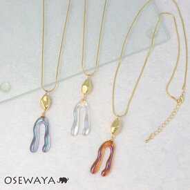 【楽天スーパーSALE 半額】ネックレス ニッケルフリー 偏光オーロラ クリア ウェーブ メタル ロングネックレス | OSEWAYA アクセサリー 金属アレルギー レディース 女性 大人 プレゼント ギフト 結婚式 誕生日 おしゃれ