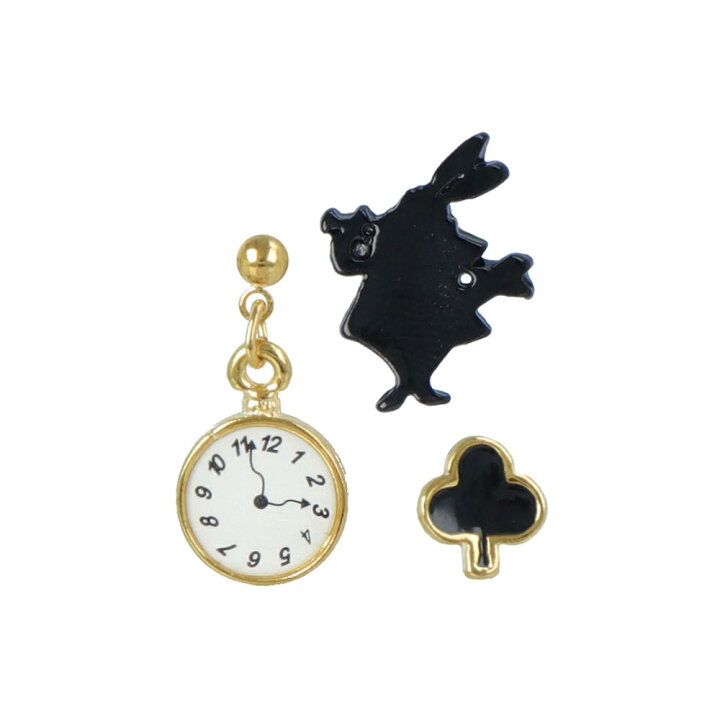 楽天市場】ピアス アリス 時計ウサギ チェシャ猫 3個 セット フック 