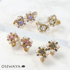 【楽天スーパーSALE 半額】イヤリング ニッケルフリー ビジュー ストーン パール ネジバネ式イヤリング | OSEWAYA アクセサリー レディース 金属アレルギー 女性 大人 プレゼント ギフト 結婚式 誕生日 おしゃれ オシャレ