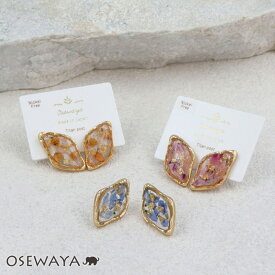 【20％OFFクーポン配布中】ピアス ニッケルフリー メタル ドライフラワー 封入 ロンバス チタンポスト スタッドピアス | OSEWAYA アクセサリー レディース 金属アレルギー 女性 大人 プレゼント ギフト 結婚式 誕生日