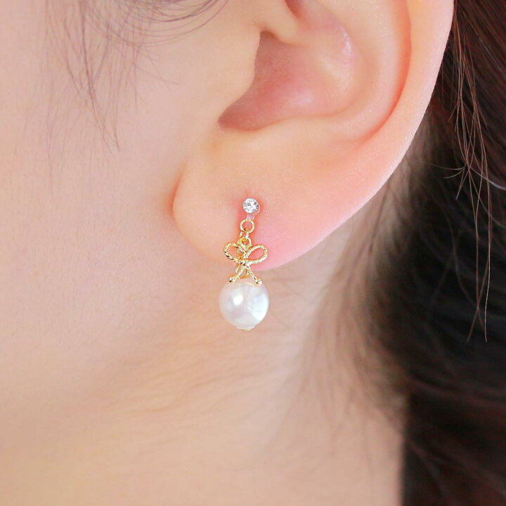 楽天市場 ノンホールピアス ストーン メタル リボン パール イヤリング 樹脂タイプ アクセサリー レディース 女性 大人 プレゼント ギフト 結婚式 誕生日 おしゃれ オシャレ かわいい 可愛い シンプル 代 30代 40代 50代 Osewaya