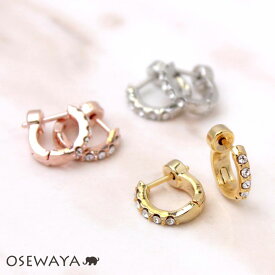 ピアス ニッケルフリー メタル ストーン スムースタッチ フープピアス | OSEWAYA アクセサリー レディース 女性 大人 プレゼント 誕生日